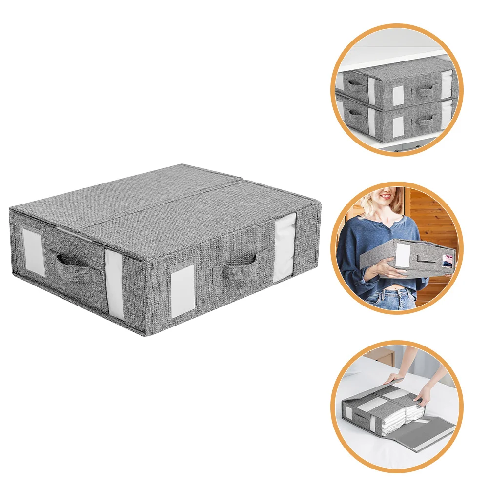 

Foldable Bed Sheet Organizer Box with Clear Window Zipper Closure Blanket Storage Bin for Home Organization Bed Sheet Organizer