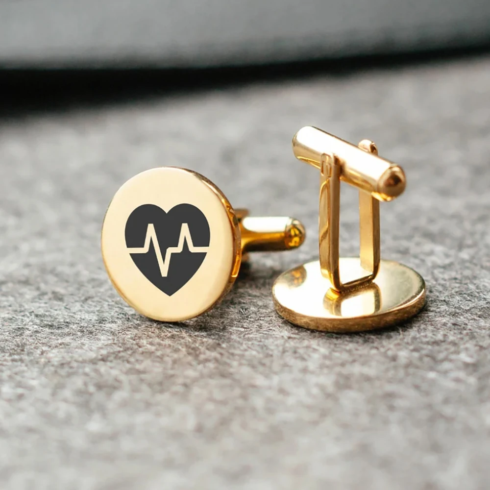 Custom engraved cufflinks, tie clips, stethoscope cufflinks tie clips, custom two-piece set, cufflinks tie clips two-piece set