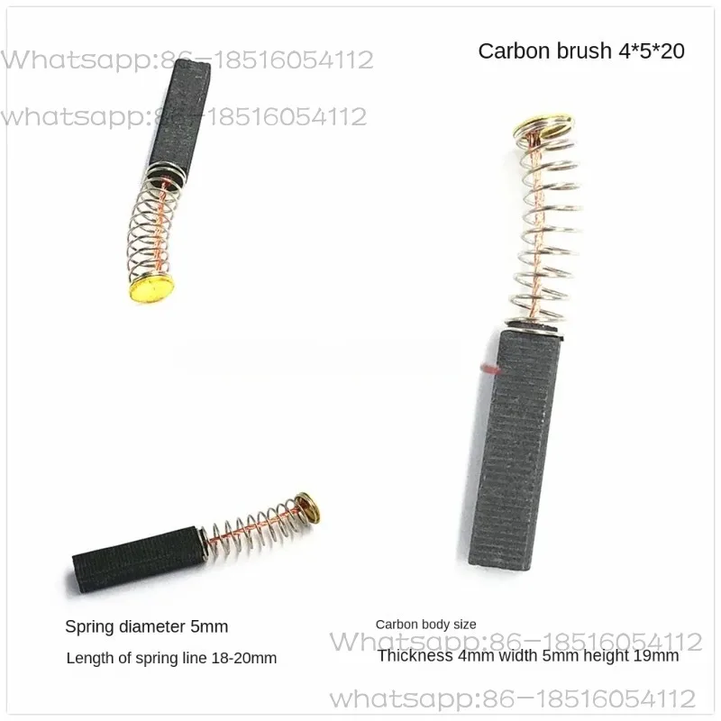 10Pcs carbon brush, size 4 * 5 * 20/2, car fan motor carbon brush, wire length 20mm motor special brush
