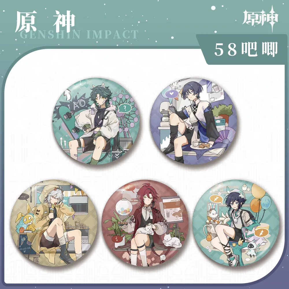 Game Genshin Impact  Wanderer Arataki Itto Shikanoin Heizou Barbatos Xiao Cosplay Badge Pin SPTE Tinplate Brooch Prop