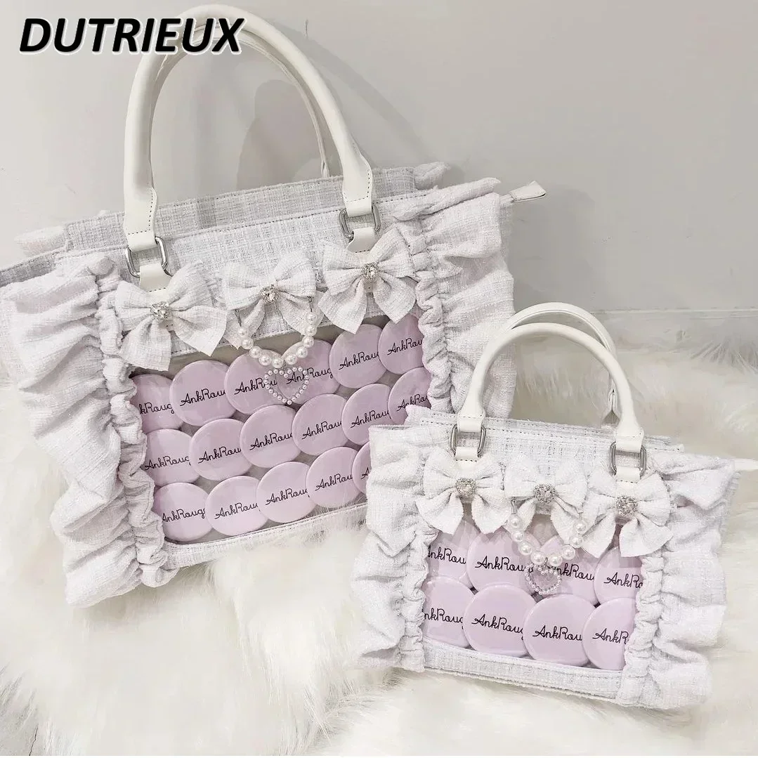 Japanese Style Ladies' Bags 2024 New Spring Autumn Ruffled Elegant Portable Crossbody Bag Female Sweet Cute Women's Handbags