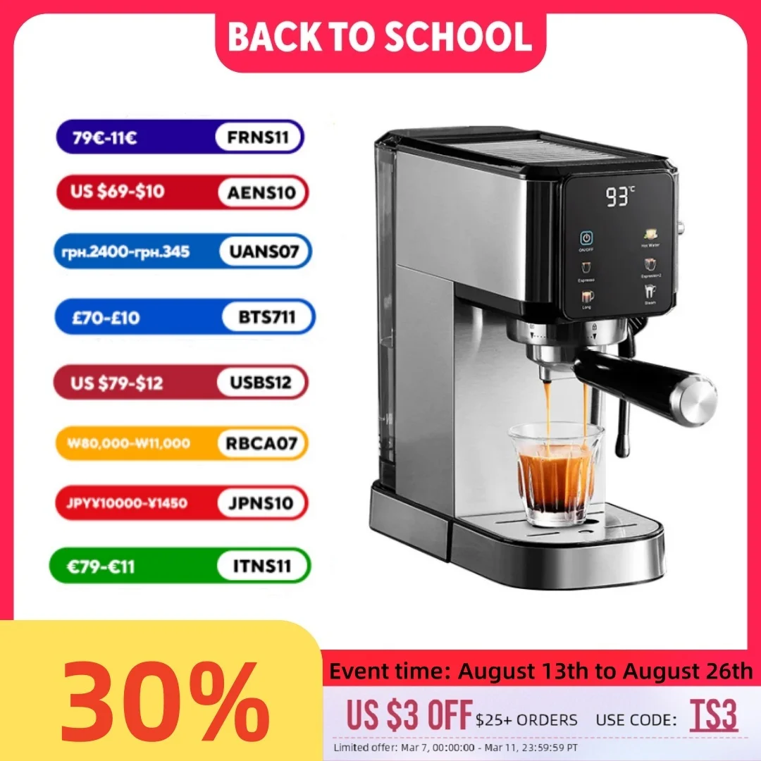 20 Bar Touchscreen-Espressomaschine, Edelstahl-Kaffeemaschine mit Milchaufschäumer, Touchscreen, BPA-frei und leicht zu reinigen