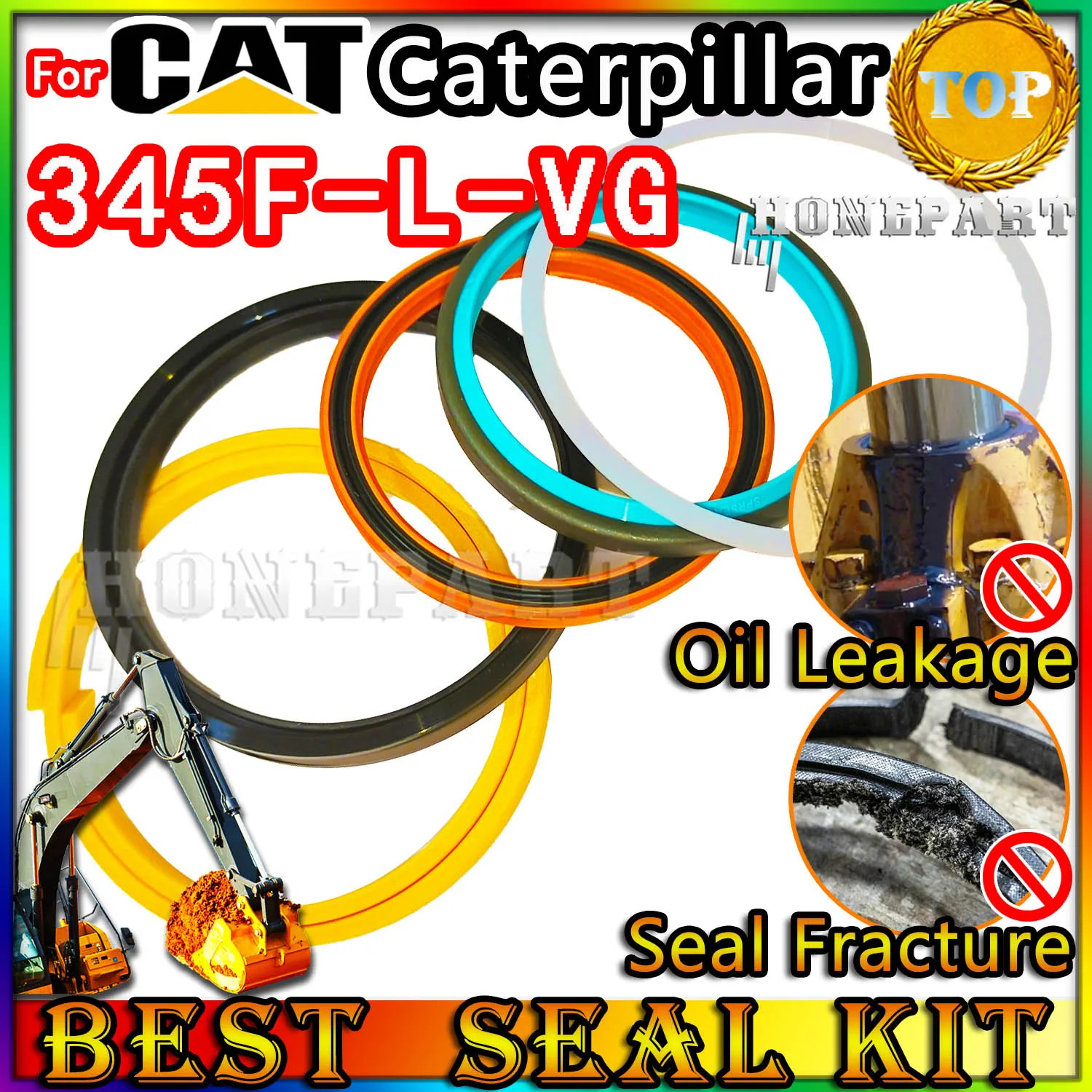 

For Caterpillar 345F-L-VG Excavator Oil Seal Repair Kit 345F L VG Construction Tool Set Pack Heavy Master Excavating Machinery