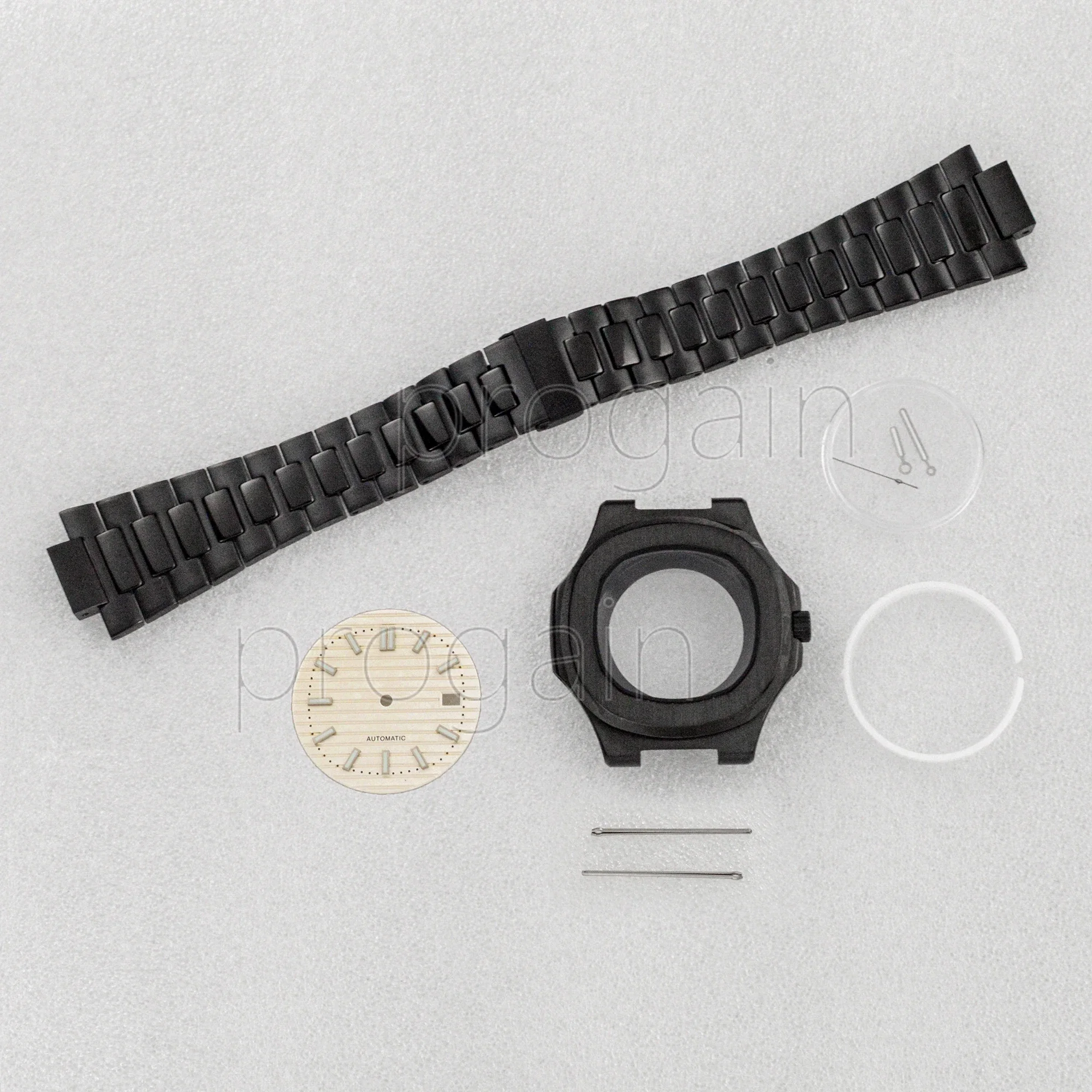 316L Stainless Steel black Watchcase And Strap 30.5mm Dial Modifi mod Parts for Nautilus NH35 Automatic Movement 5ATM waterproof