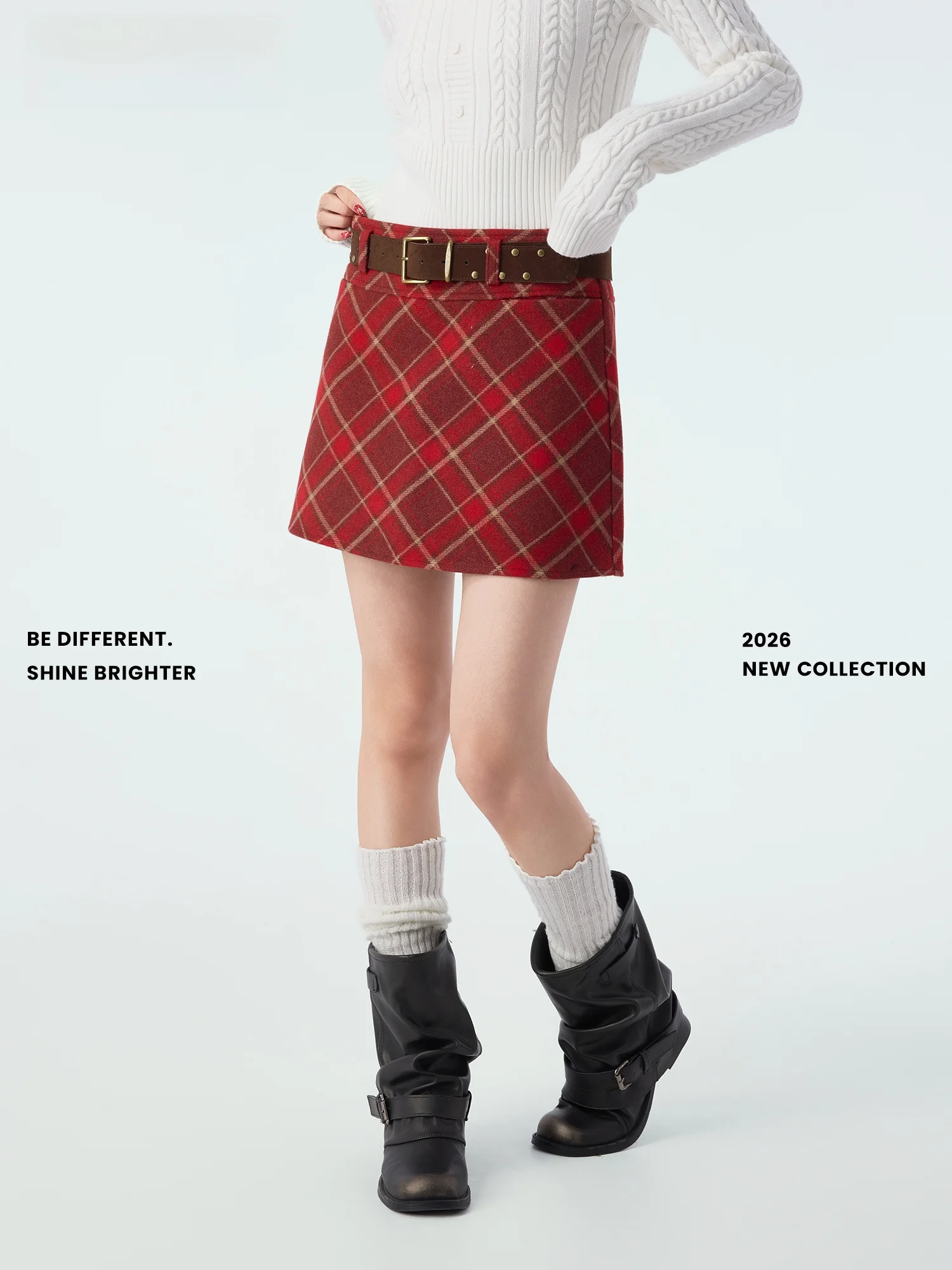 

Коллекция Didimax Winter Collection Red Diamond id Cisas Aosphere A-Line, женская юбка А-силуэта с высокой талией из смесового полиэстера DB6...