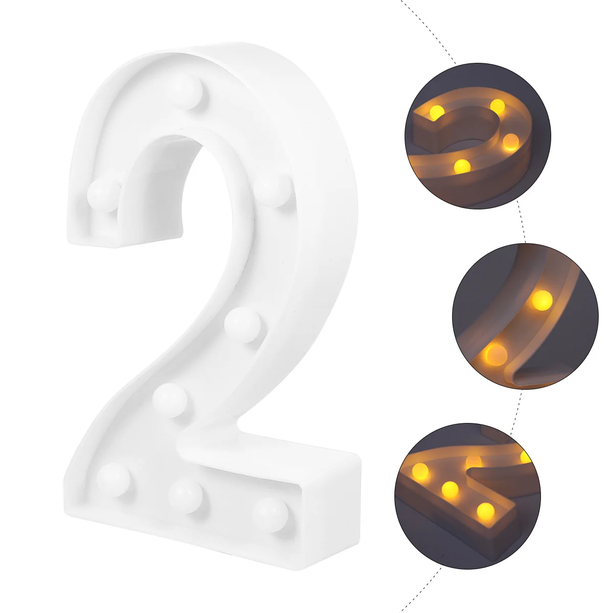 1Pcs LED Number Marquee Lights Sign White Plastic Operated Light Up Decorative Night Light Home Bar Party