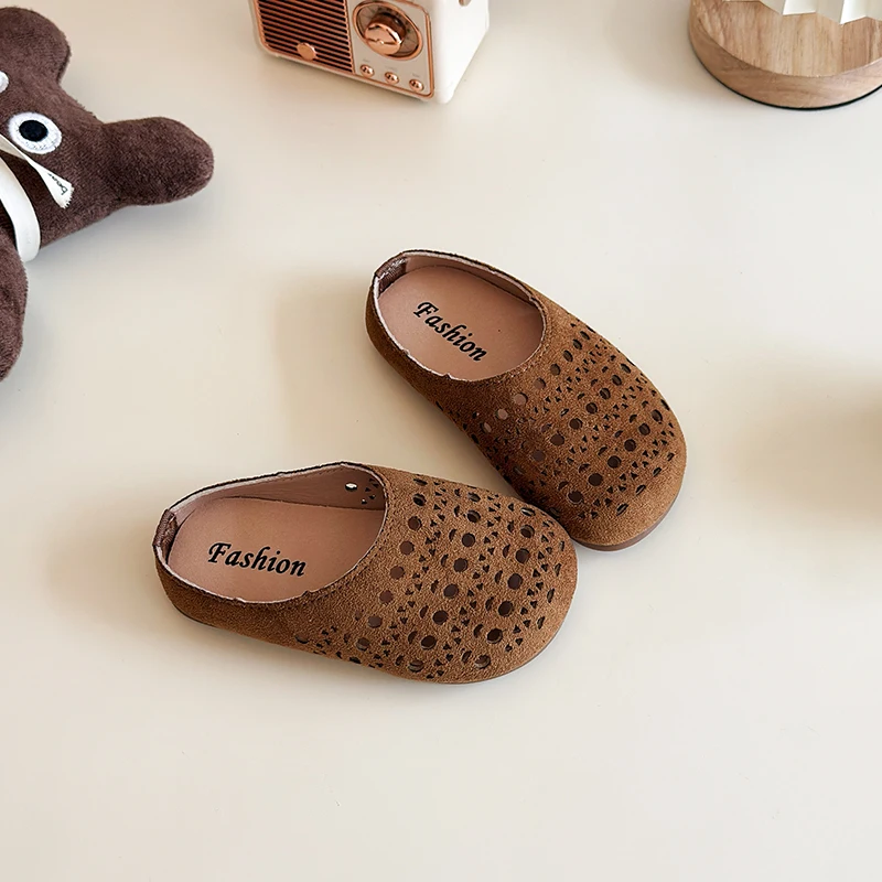 Girls Sandals Outdoors Hollowed-out Trendy Kids Slippers Casual Soft Sole 2025 Summer Fall New Children Beach Shoes Non-slip Ins
