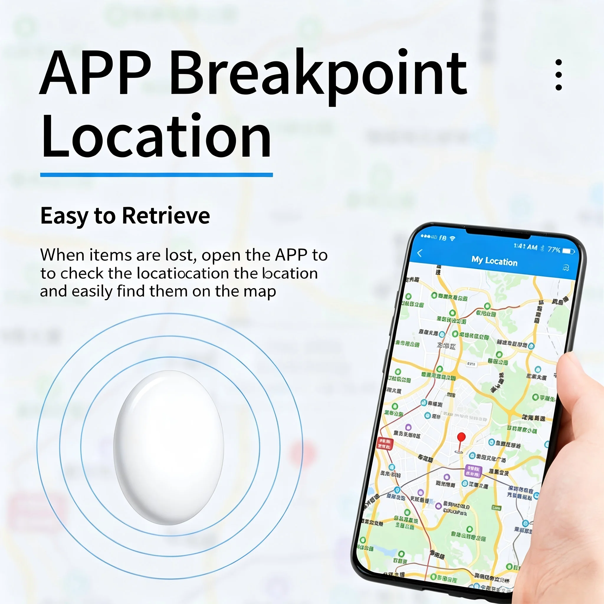 Rastreador Bluetooth Anti-Perda com Sistema Operacional Duplo, Compatível com iOS Find My e Android, Localizador com Alarme Sonoro para Chaves, Celulares e Itens Pessoais
