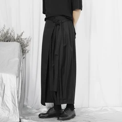 Yamamoto Spring/Summer Casual Wide Leg Pants for Men's Dark Knight Pants Original Four Seasons  AsymmetricLoose Crop Nine Pants