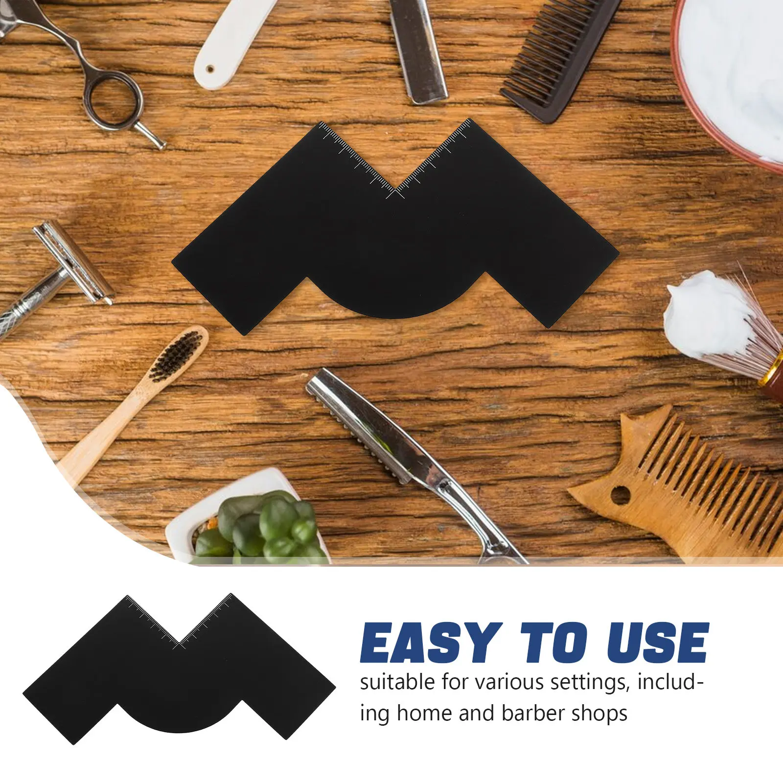 Beard Shaper Tool for Men with Ergonomic Grip and Built-in Ruler Beard Styling Template Barber Hairline Shaper Reusable