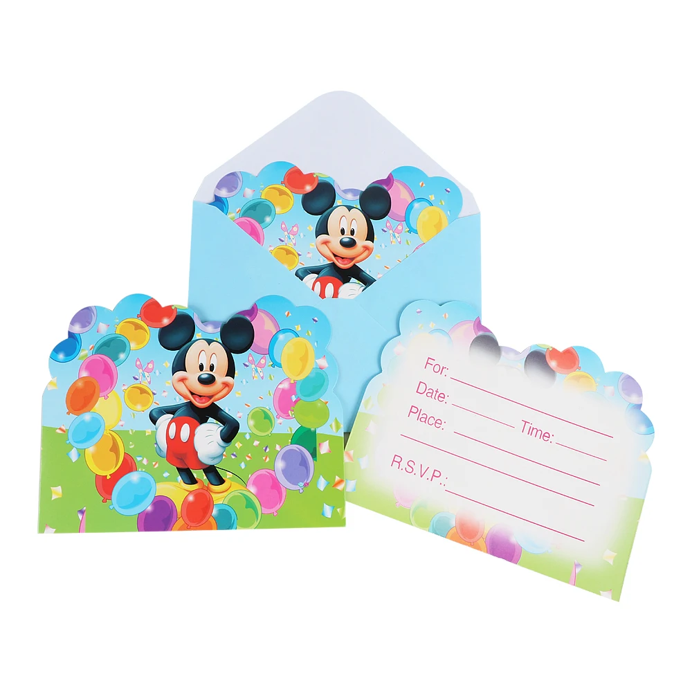 Disney Party Invitation Card Minnie Mickey Mouse Frozen Princess Avengers Card Envelope Kids Birthday Party Baby Shower Supplies