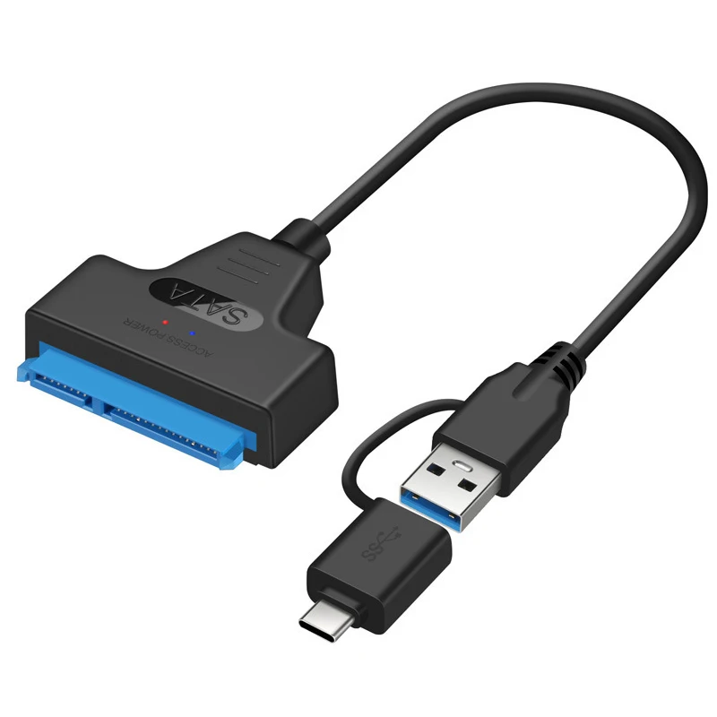 

New 2 in 1 SATA to USB3.0/Type-C Adapter Cable Up To 6 Gbps High Speed Support 2.5 Inch External HDD SSD Hard Drive 22 Pin Sata