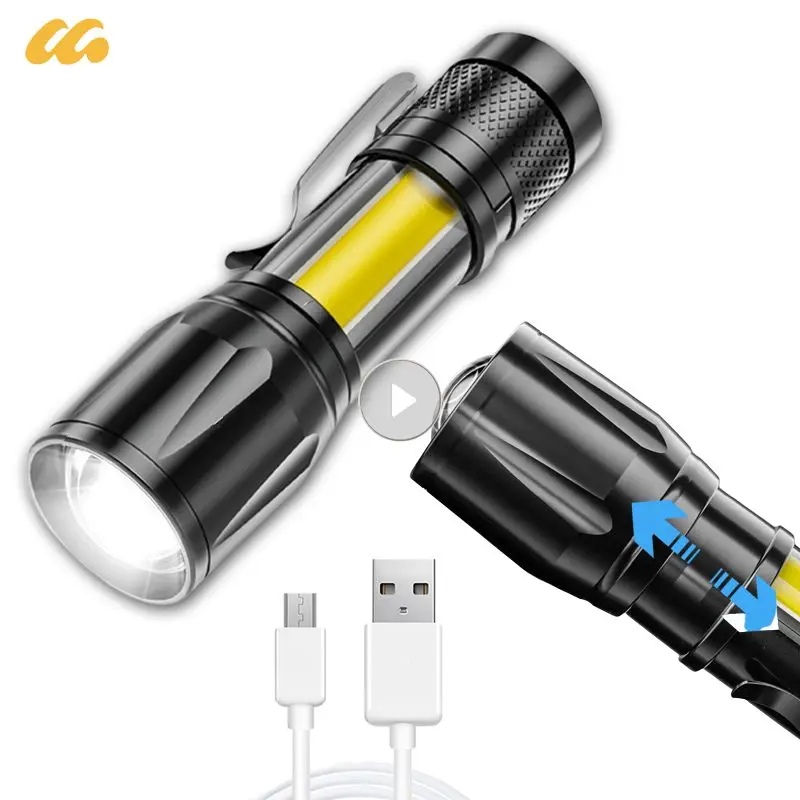 Zoom Focus Flashlight Rechargeable LED Flashlight Zoom Torch Outdoor Camping Lamp LED Lantern Waterproof Tactical Flashlight