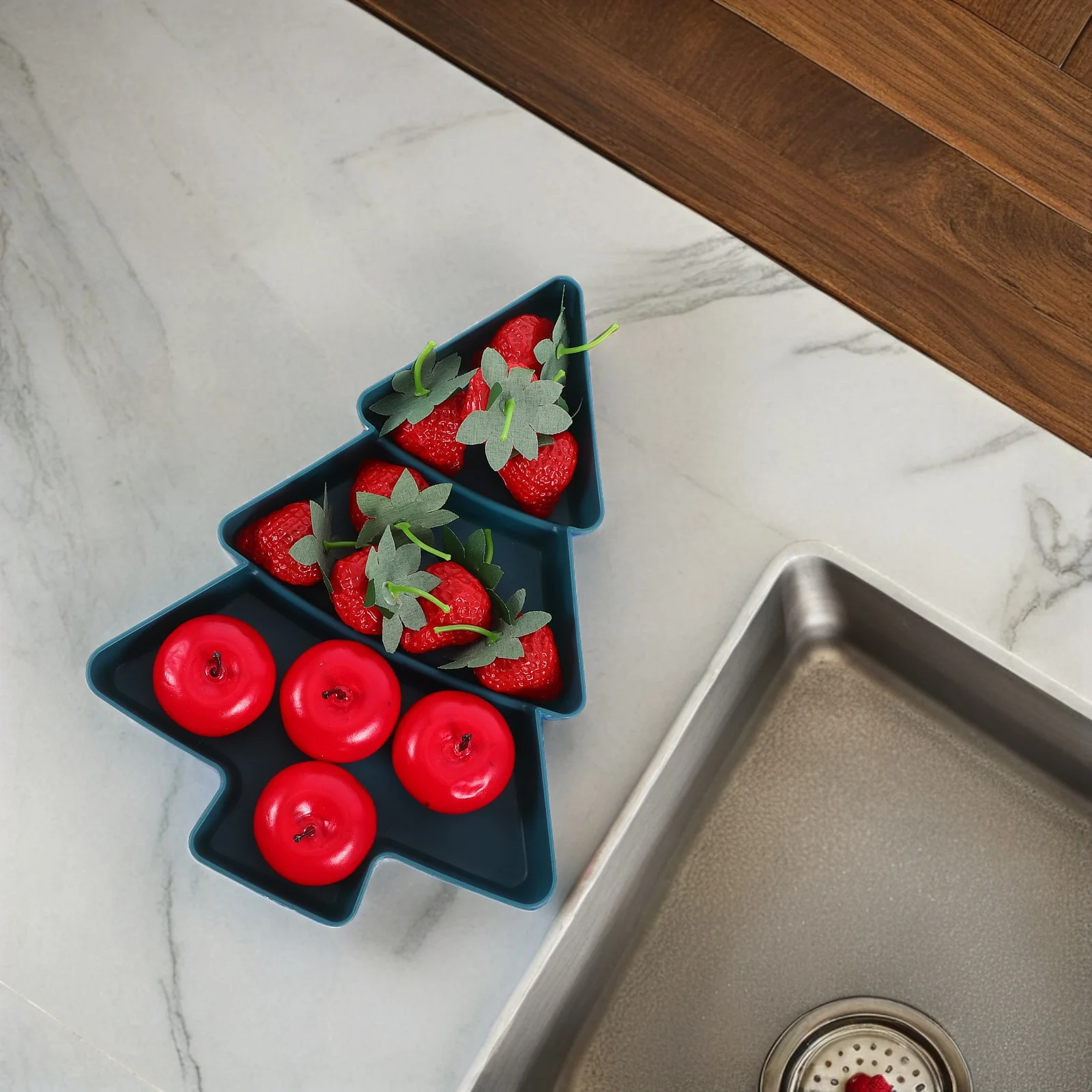 

3Pcs Christmas Tree Shaped Fruit Bowl Colorful Divided Tray for Candy Nuts and Holiday Appetizers Nut Serving Container