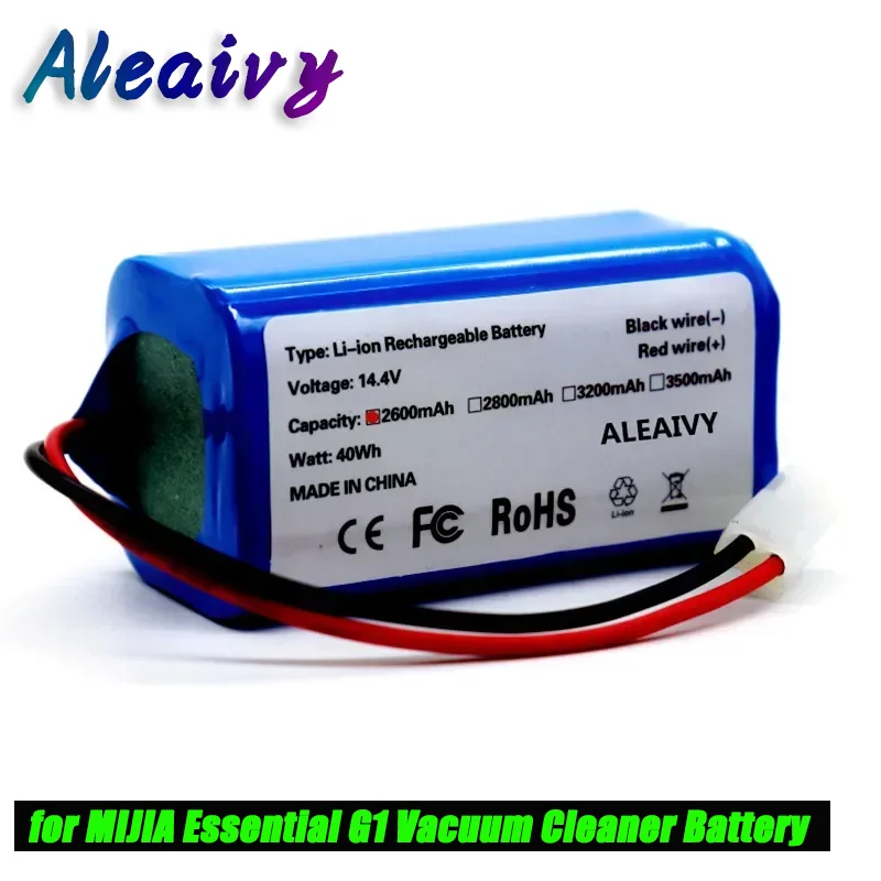 

Aleaivy 14.4v 2600mAh Rechargeable Li-ion Battery for MIJIA Mi Robot Vacuum-Mop Essential G1 Vacuum Cleaner 18650 Battery Pack