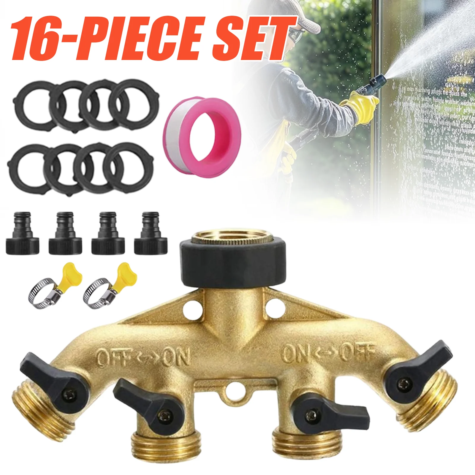Distributeur d'eau multi-ports 4 voies, connecteur de distribution d'eau polyvalent adapté à l'irrigation, au lavage des animaux, au nettoyage des voitures et aux tâches extérieures