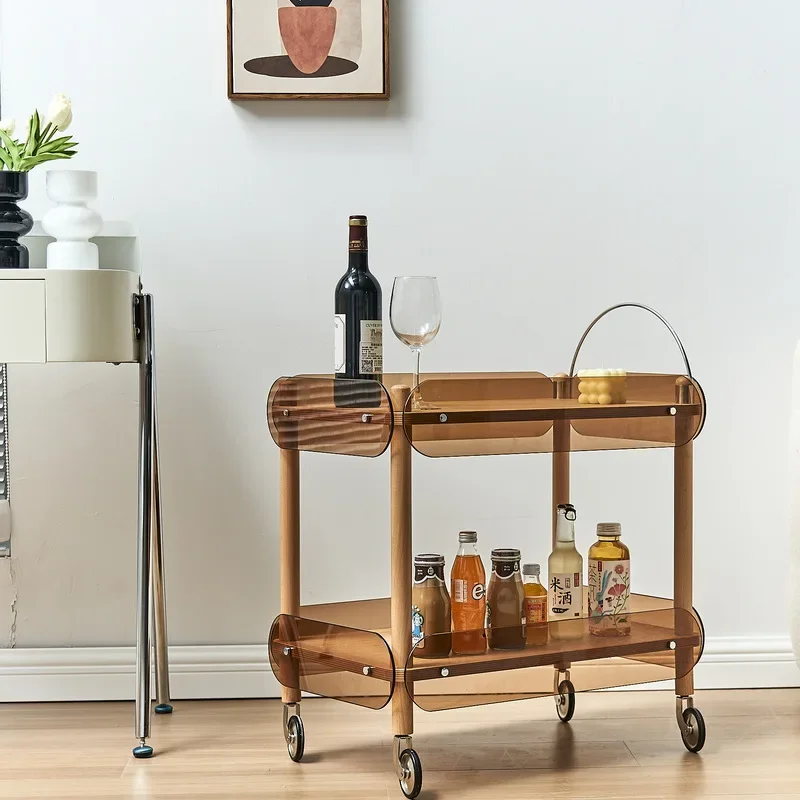 

Nordic Solid Wood Mobile Serving Cart: Multifunctional Storage Cabinet, Elegant Tea Table, Versatile Design, Serving Trolley