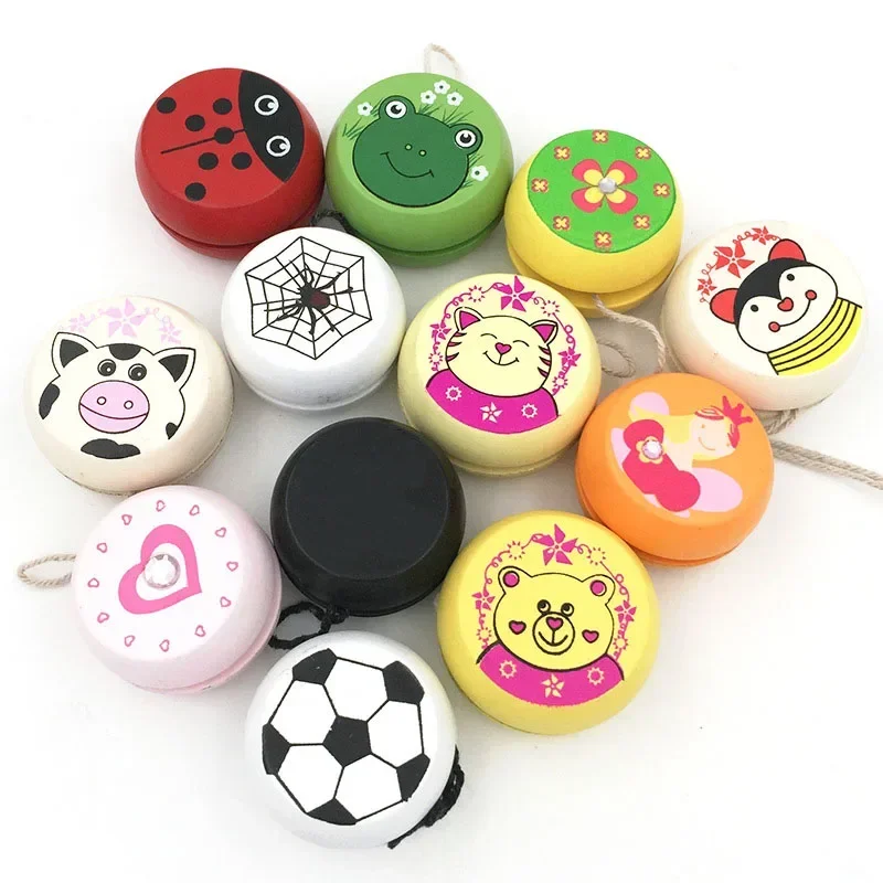 Children Cartoon Animal Prints Wooden Yoyo Toys Ladybug Toys Kids Yo-Yo Creative Yo Yo Toys for Children Funny Gift Yoyo Ball