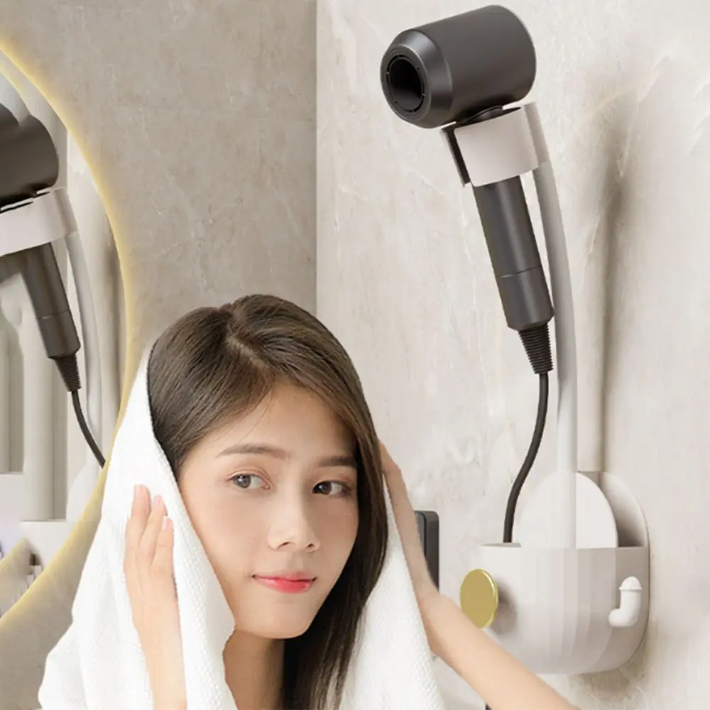 Bathroom Shelf on The Wall Without Drilling Multifunctional Storage Shelves Organizer Bathroom Hair Dryer Holder Toilet Cradle