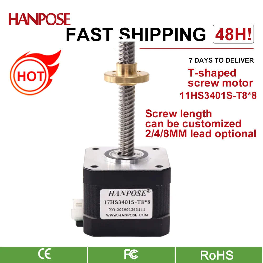 Stepper motor Nema17 17HS3401S-T8 310mm Screw Rod Linear Z-Motor with Trapezoidal Lead Srew for Various instrument accessories