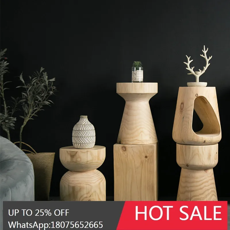 Vintage Log Stool for Home Use, Creative Round Tree Stump Stool for Home Decoration