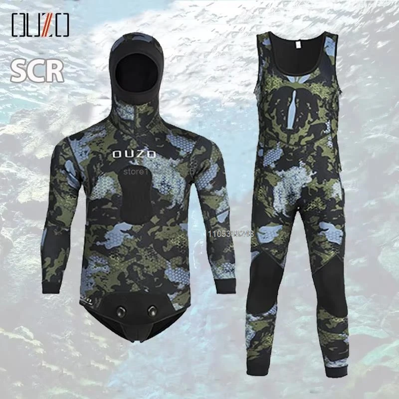 3mm Neoprene Wetsuits Jacket Pants Camo Diving Suits Scuba Snorkeling Surfing Water Sports Keep Warm Long Sleeve Diving Clothing