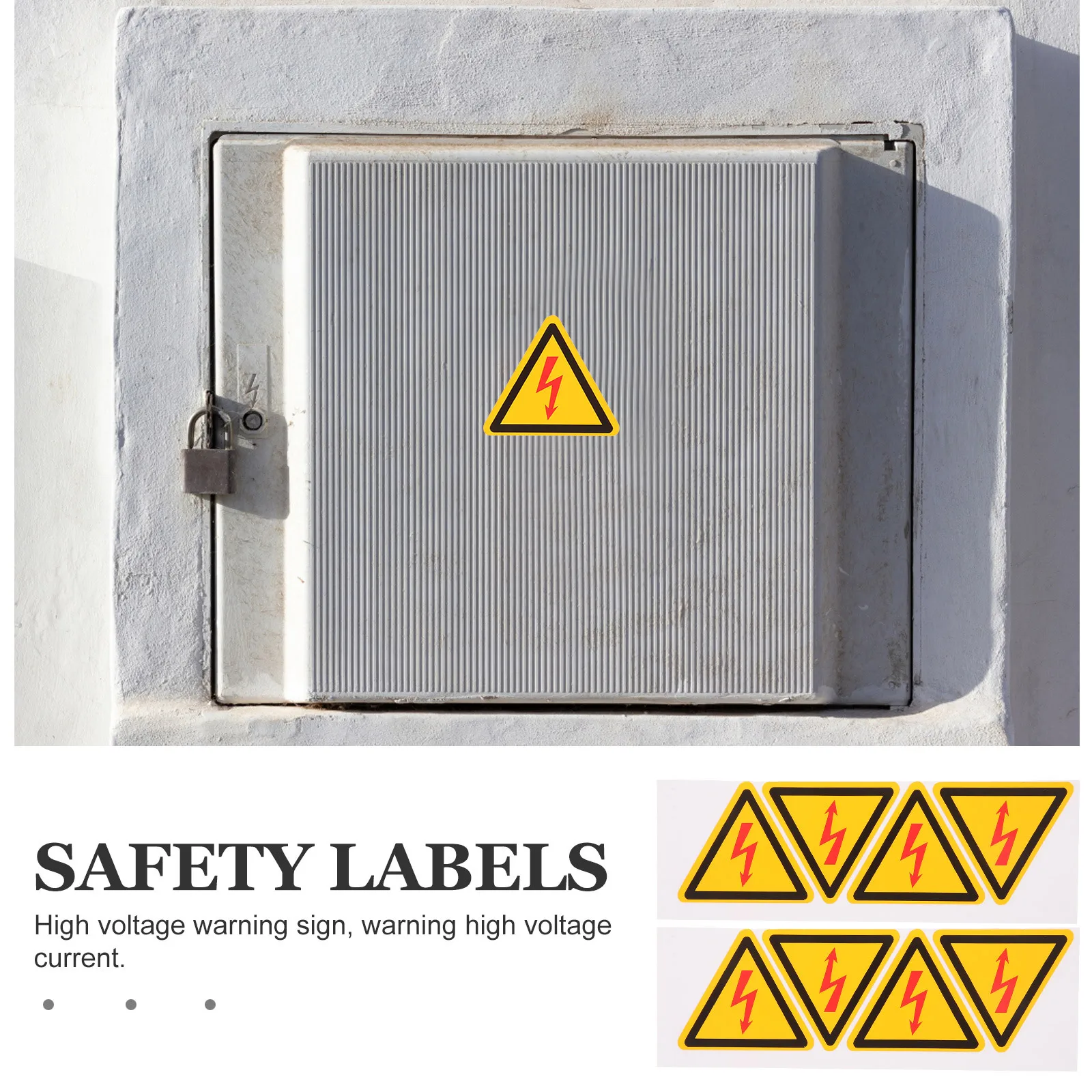 

4pcs High Voltage Electric Shock Warning Stickers Self Adhesive Danger Signs Safety Labels Electrical Panel Tags Traffic Safety