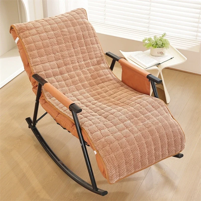 All Season Rocking Chair Recliner Cushion Integrated Backrest Slipcover Outdoor Office Thickened Nap Lounge Mat Cozy Sofa Cover