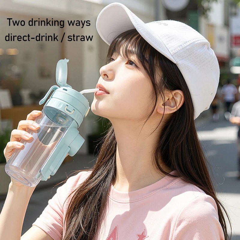3-in-1 Spray Fan Water Bottle Portable Misting Spray Cooling Fan & Drinking Cup Combo for Kids Students Summer Outdoor Use