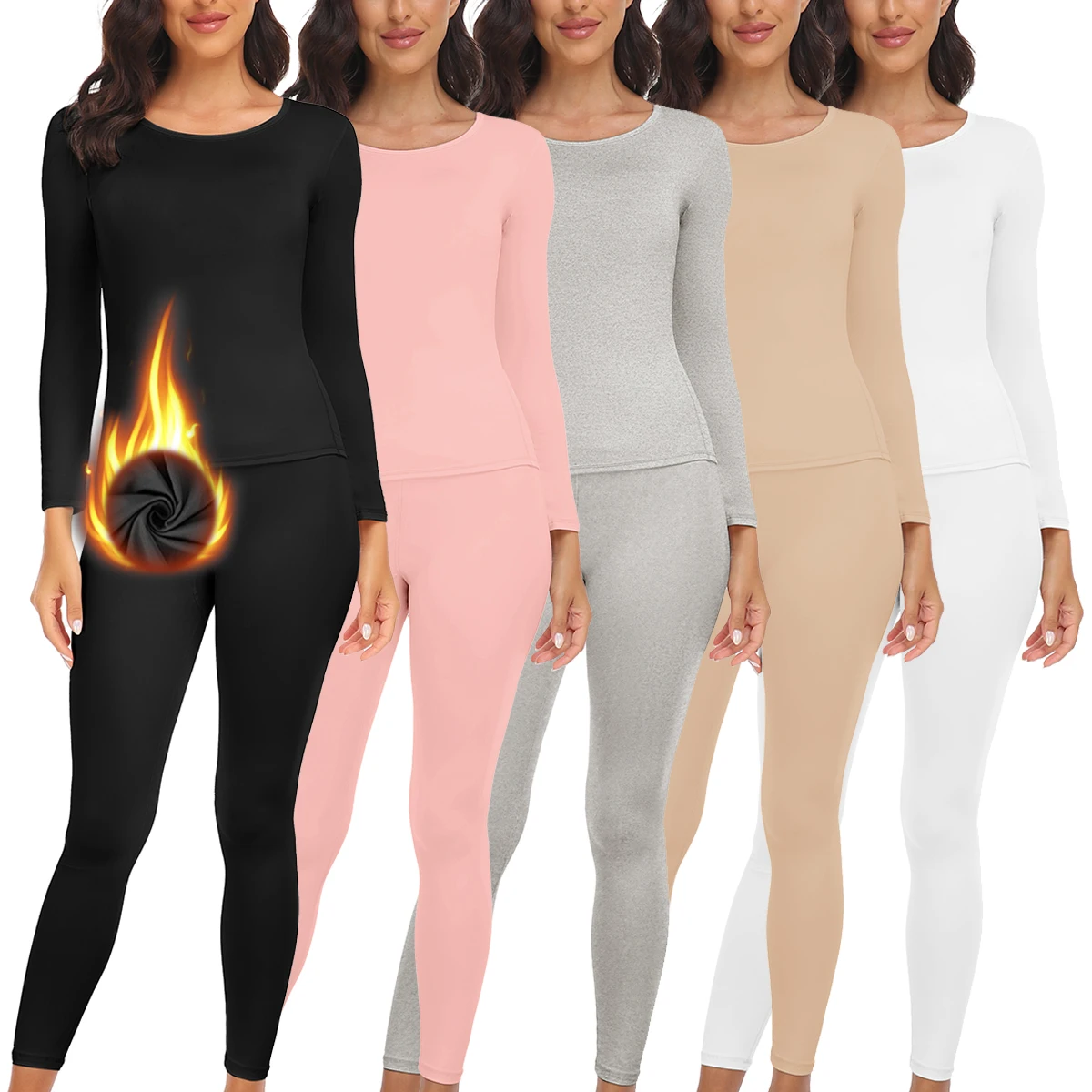 Thermal Underwear Suit for Women Long Johns Ultra-Soft Slim Base Layer Cold Weather Keep Warm Top Bottom Set of 2