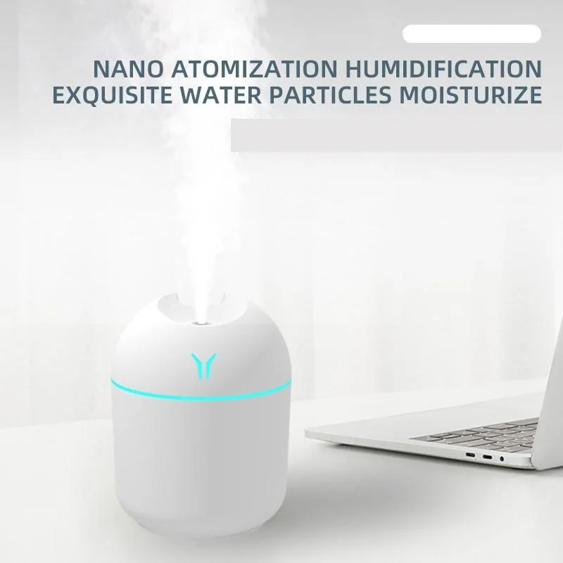 Mini humidificador de aire USB de 250ML, difusor de aceites esenciales aromáticos para el hogar y el coche, generador de niebla silencioso ultrasónico con lámpara LED de Color