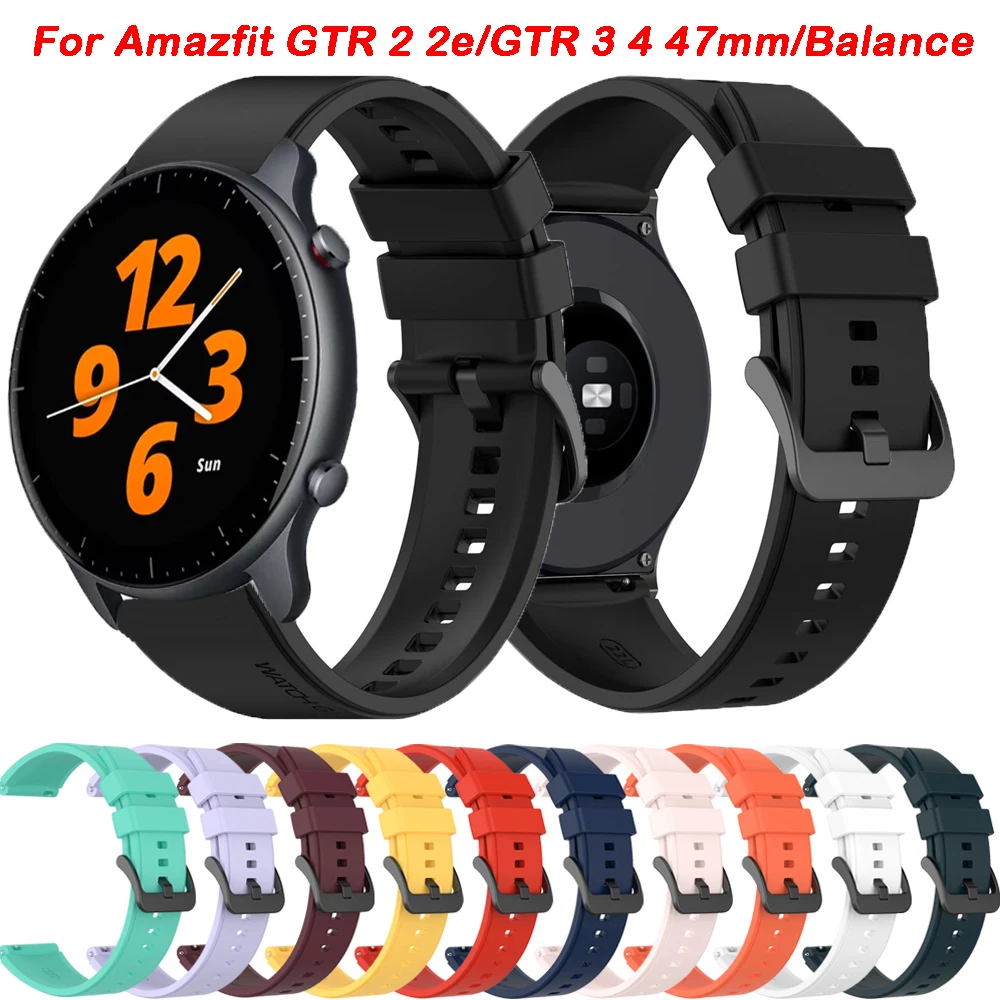 22mm Silicone Strap For Huami Amazfit GTR 2 2e 4 3/GTR 47mm/GTR3 Pro Smart Watch Band For Amazfit Balance/Bip 5 Bracelet