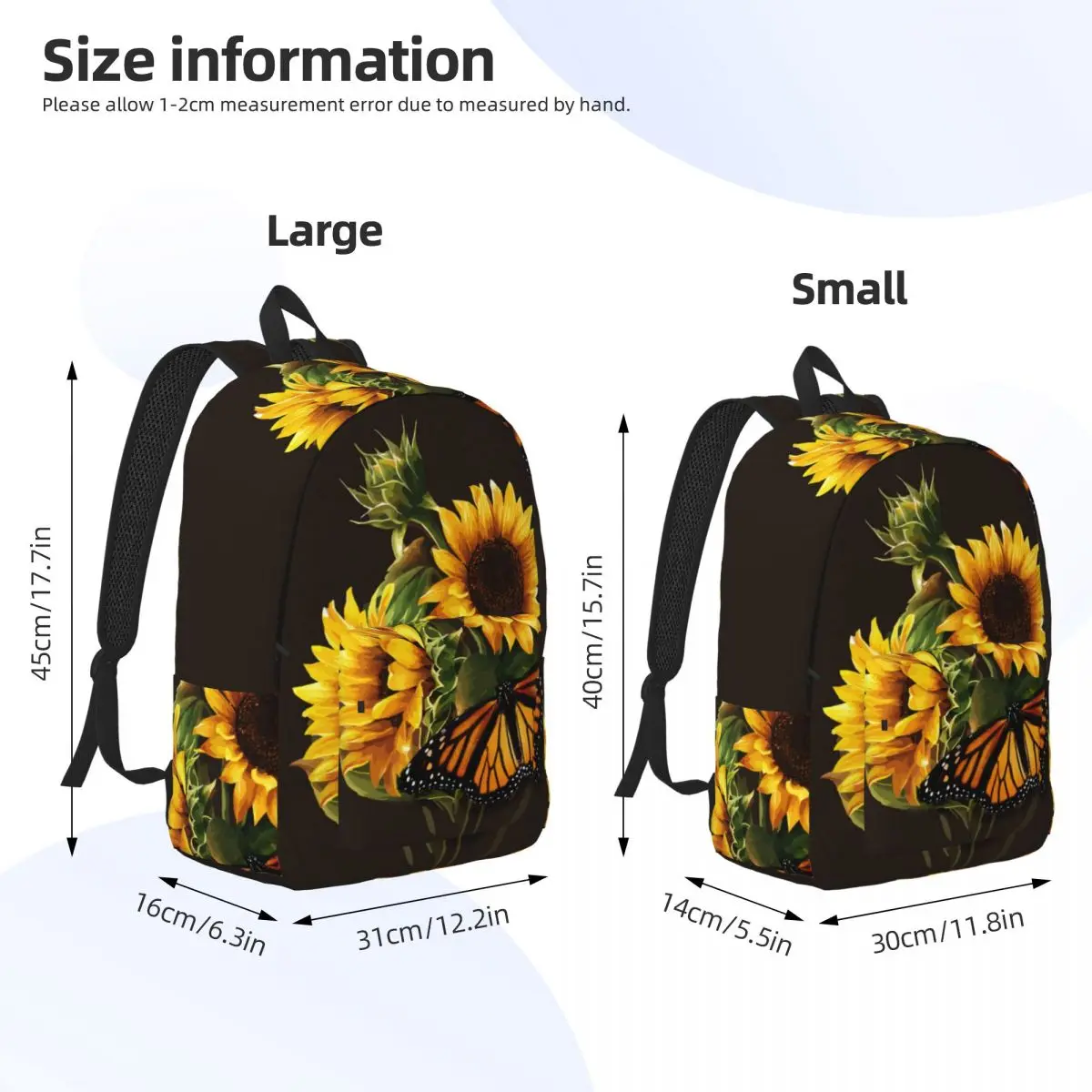 Sunflower And Butterfly Photo Backpack Male School Student Backpack Female Large Capacity Laptop Backpack