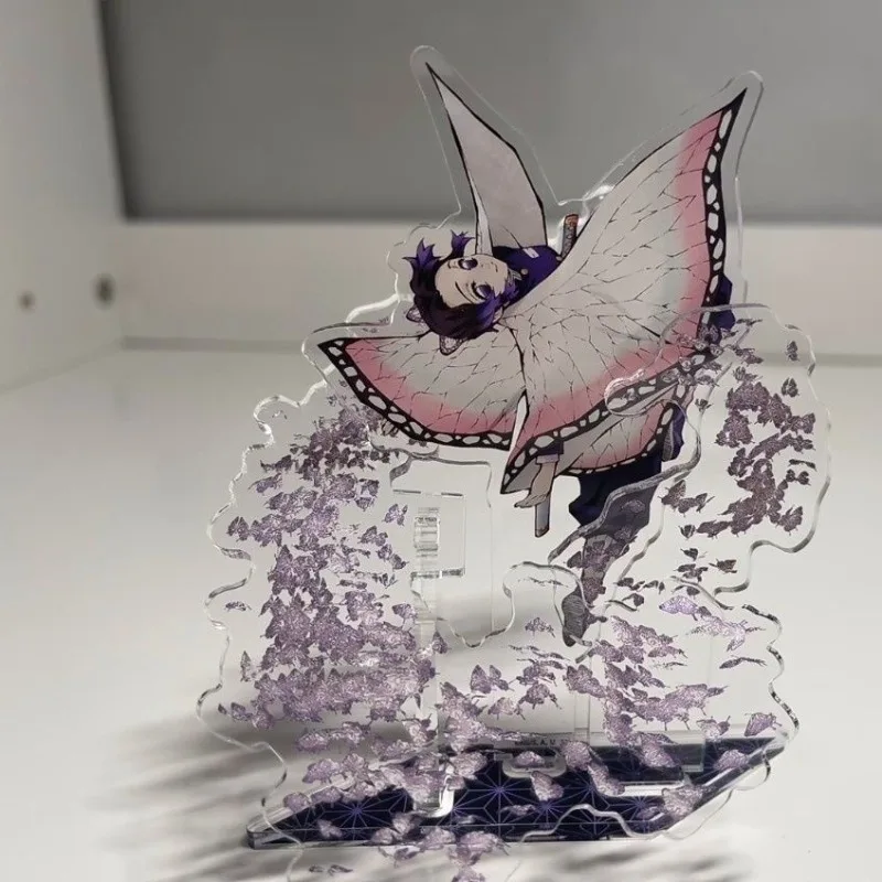 Figurine sur support en acrylique pour filles, dessin animé Demon Slayer, Kochou Shinobu, décoration de bureau polyvalente et douce à la mode