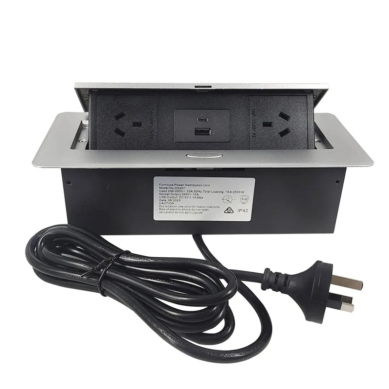 2 منفذ تيار متردد 2 USB شحن الهاتف سطح المكتب مقبس مخفي نوع C الاتحاد الأفريقي القياسية الصحافة المنبثقة الجدول المقبس