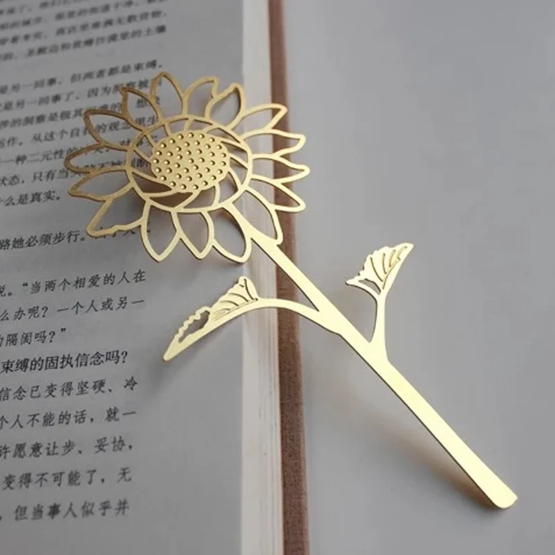 Sunflower Plant Bookmark Alloy Art Portable Reading Pendant Accessories Bookclip Tab Escolar Papelaria Office School Stationery