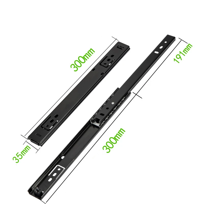 12 Inch Cold Rolled Steel Drawer Slides Close Drawer Track Rail Sliding 2-Section Cabinet Slides Furniture Hardware