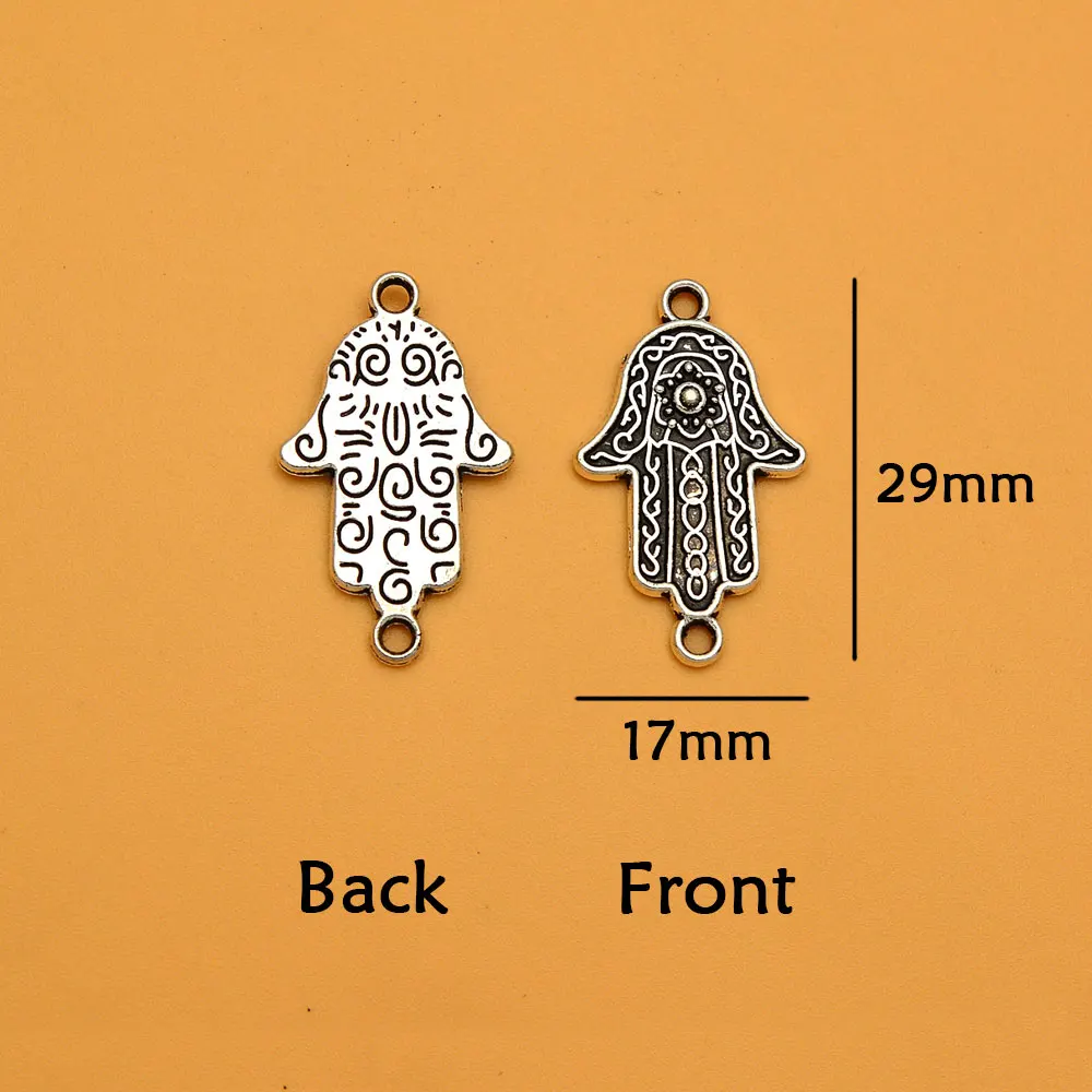 15pcs/lots Vintage The Hamsa Hand Of Fatima Charms Hamesh Eyes Connectors Pendants For Diy  Jewelry Making Supplies Accessories