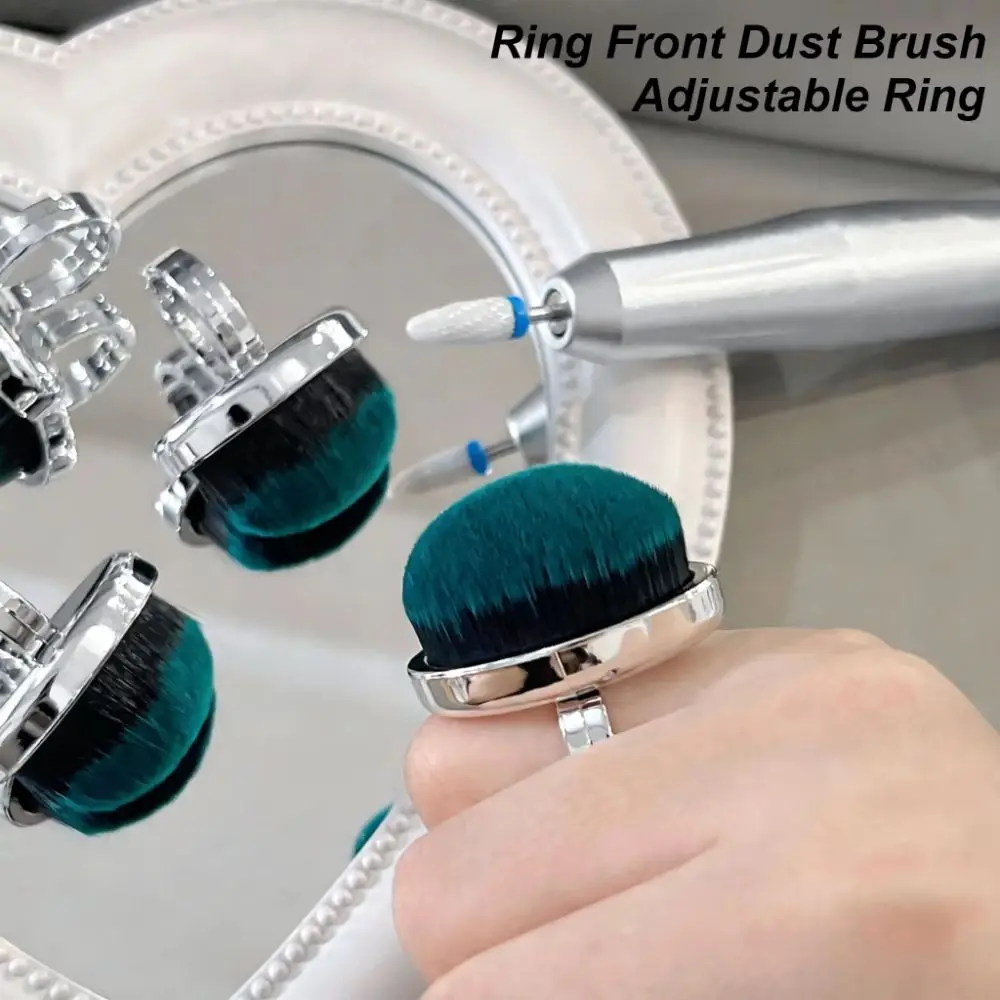 Soft Bristle Finger Ring Type Nail Prep Dust Brush Quick Dust Removal Lightweight Nail Art Tool Dense Bristles Compact