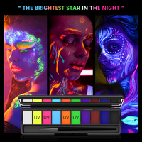 10colors Water Activated Eyeliner UV Light Neon Pastels Water-Soluble UV Eye Liner Pigment Palette Body Paint Camouflage Party