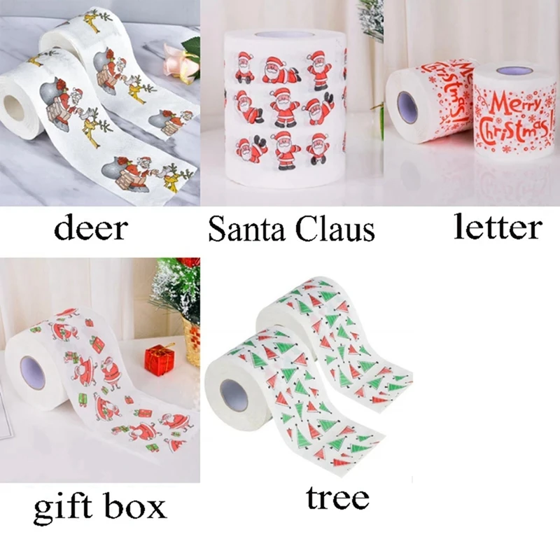 5 Styles Santa Claus Paper Roll Tissue Paper Towels Christmas Decorations Xmas Santa Office Room Toilet Paper 10 Roll