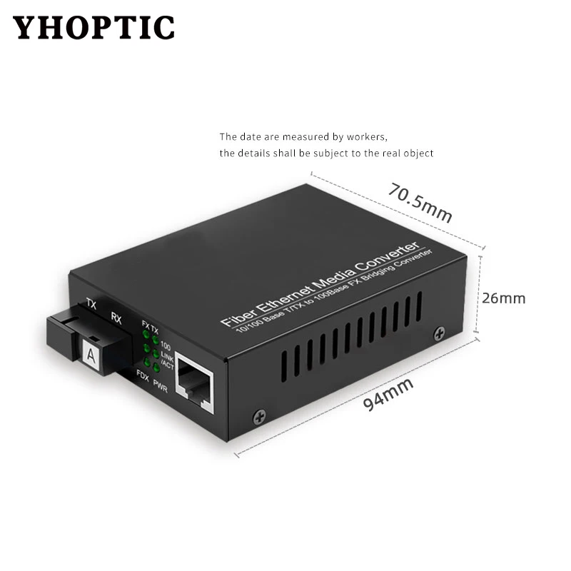 10/100M 25KM 100Mbps Ethernet Fast Ethernet ricetrasmettitore Switch in fibra 1 fibra 1 RJ45 convertitore multimediale ottico monomodale 1310/1550nm