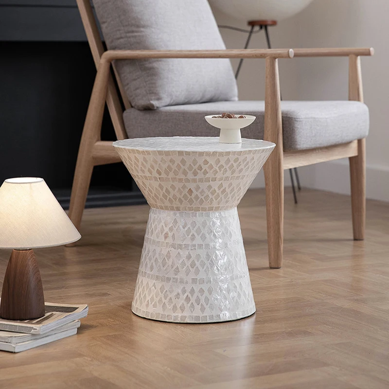 Shell Decor Coffee Table,Creative Living Room Side Tables,Home Decoration Tea Table,Art Nightstand,Modern Simple Storage Desk