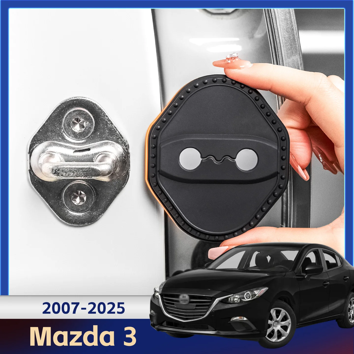 2/4 قطعة سيليكون قفل باب السيارة غطاء واقية الديكور الحال بالنسبة لمازدا 3 BK BL BM BP 2007-2025 2019 2020 2021 2022 2023 2024 #1
