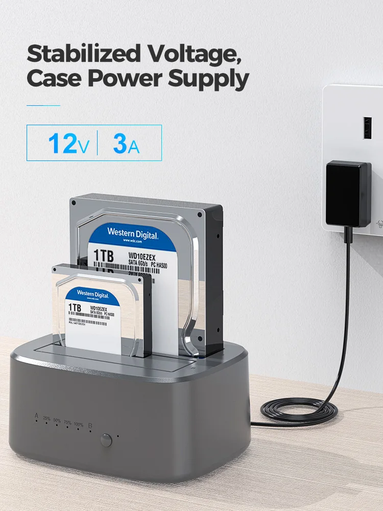 Estación de acoplamiento para disco duro de doble bahía con clonador sin conexión, Base universal para SSD/HDD SATA de 2.5″/3.5″, USB 3.0 para Windows macOS, Expande las posibilidades de tu dispositivo