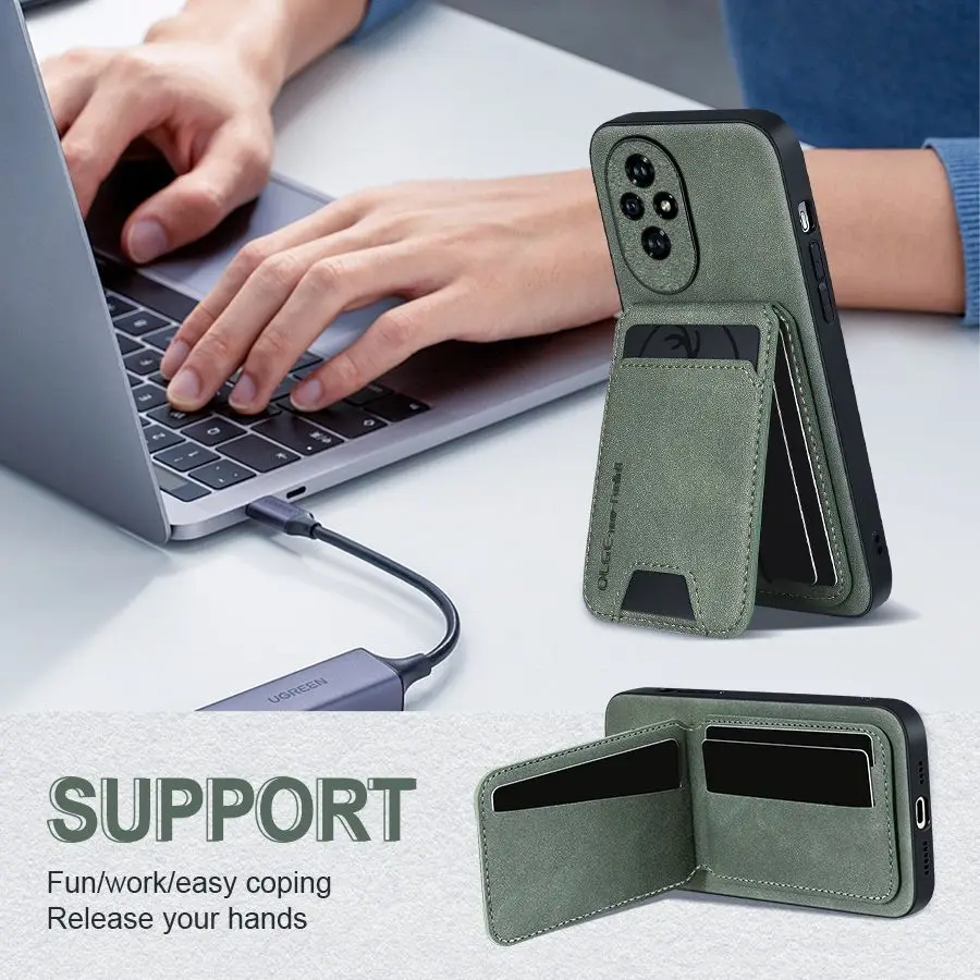 Для Honor 200Pro чехол из искусственной кожи Honor 200/200Lite кожаный кошелек-держатель для карт кожаный чехол