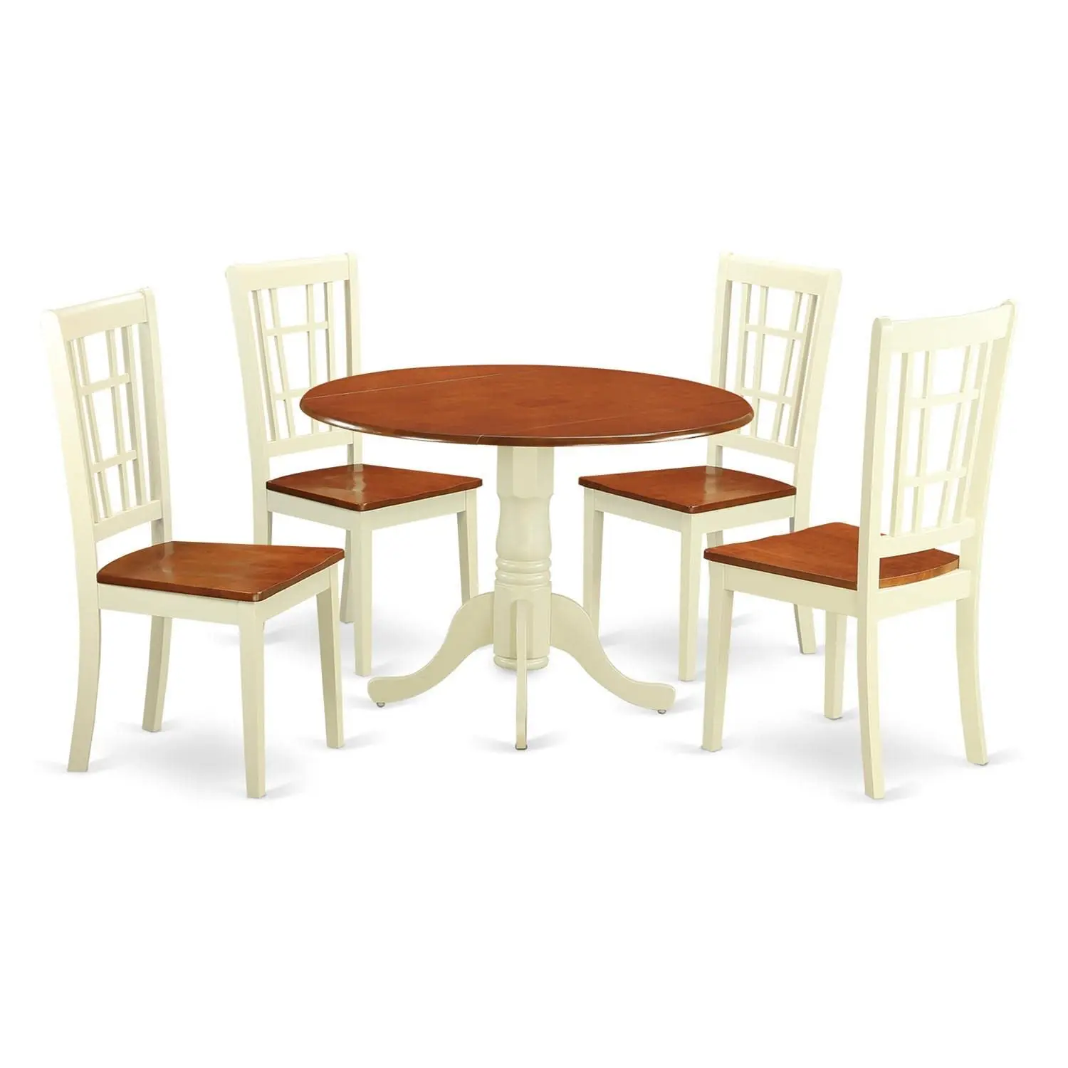 Round Dropleaf Dining Table & 4 Chairs Set 42x42 Inch 5 Piece Kitchen Dinette for 4, Customized