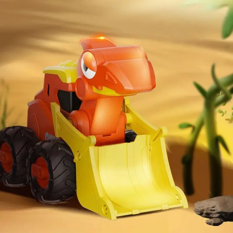 1 stks Druk Puzzel Dinosaurus Techniek Auto Model Plastic Kinderen Trek Speelgoed Auto Collectie Cartoon Kids Graafmachine Auto Speelgoed