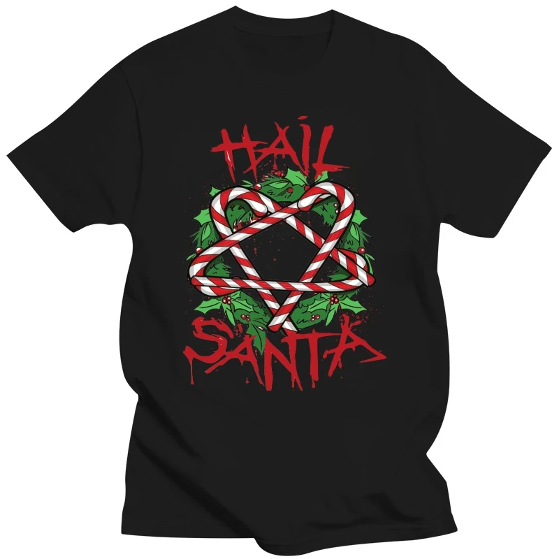 Hail Santa Claus T Shirt Funny Satan Pentagram Merry Christmas Xmas Metal Rock Cool Casual Pride T Shirt Men Unisex New