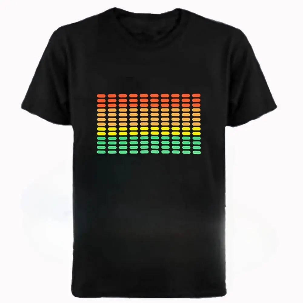 Equalizer Lights Flashing Music Fun Graphic Print Trend Casual Fashion Summer Men Women Universal Crew Neck Short Sleeve T-shirt